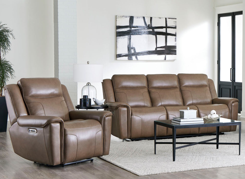 The Atlantis Sofa & Recliner Set is designed for ultimate relaxation. It is made with soft leather and custom match, and features a power recline and headrest for easily finding the perfect position for maximum relaxation. The zero-gravity function helps 