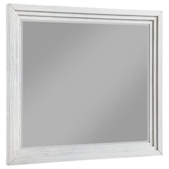 Augment a stylish bedroom setting with a transitional framed dresser mirror. It-'s the perfect complement to a relaxed bedroom ensemble, offering reflectivity and brightness while complementing decor. The mirror boasts a decorative frame and beveled glass