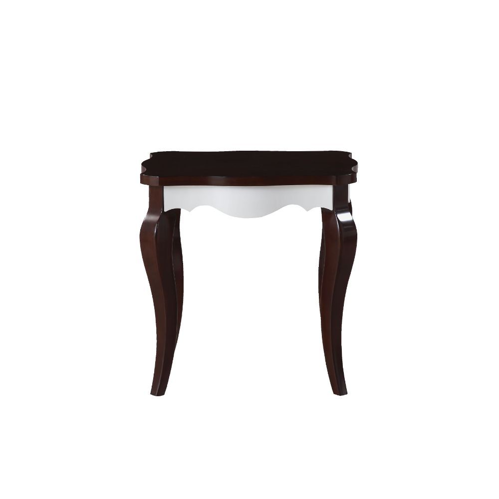 KD, Rectangular Leg End Table â€¢ NO Storage (Open Base) â€¢â€¢ CONSTRUCTION â€¢â€¢ Wood Top & Scrolled Apron: Walnut Top & White Apron (Fixed Top) â€¢ Wood Cabriole Leg: Walnut Finish â€¢<br/><br/><b>Product Features</b><ul><li>Case: 1Pc/1Ctn</li><li>Fin