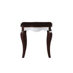 KD, Rectangular Leg End Table â€¢ NO Storage (Open Base) â€¢â€¢ CONSTRUCTION â€¢â€¢ Wood Top & Scrolled Apron: Walnut Top & White Apron (Fixed Top) â€¢ Wood Cabriole Leg: Walnut Finish â€¢<br/><br/><b>Product Features</b><ul><li>Case: 1Pc/1Ctn</li><li>Fin