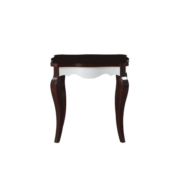 KD, Rectangular Leg End Table â€¢ NO Storage (Open Base) â€¢â€¢ CONSTRUCTION â€¢â€¢ Wood Top & Scrolled Apron: Walnut Top & White Apron (Fixed Top) â€¢ Wood Cabriole Leg: Walnut Finish â€¢<br/><br/><b>Product Features</b><ul><li>Case: 1Pc/1Ctn</li><li>Fin