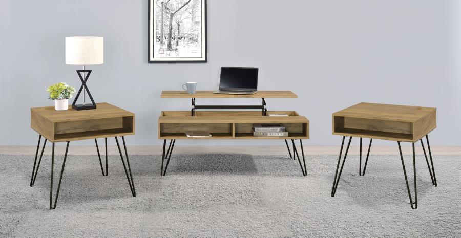 Fanning - 3 Piece Lift Top Coffee And End Table Set - Golden Oak