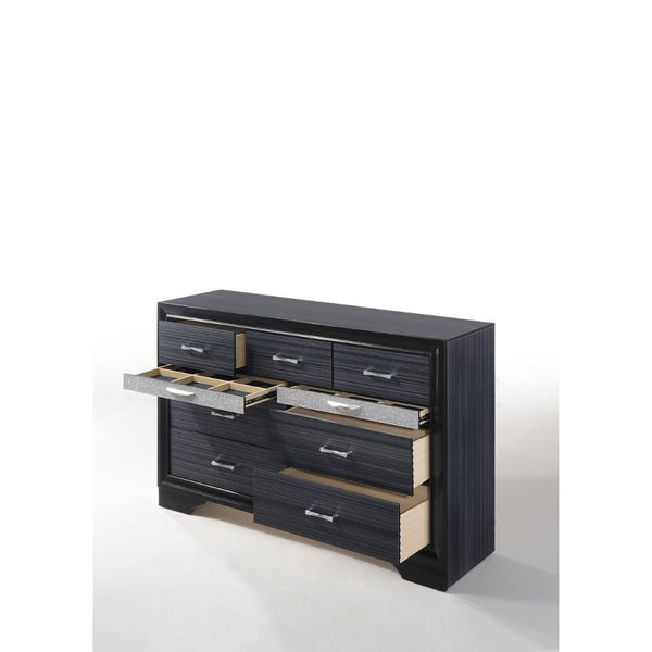  clean lines and contemporary style. This black dresser features nine drawers