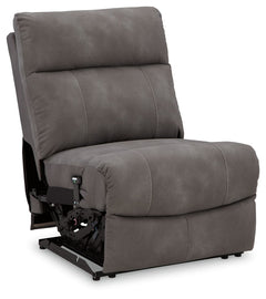 This power armless recliner is made with Next-Gen Durapella (polyester/polyurethane) upholstery. Pairs with other items in the series to make a modular sectional.<br><br><b>Additional Dimensions</b><br><ul><li>Seat depth: 23-"</li><li>Seat height: 20-"</l