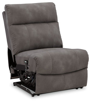 This power armless recliner is made with Next-Gen Durapella (polyester/polyurethane) upholstery. Pairs with other items in the series to make a modular sectional.<br><br><b>Additional Dimensions</b><br><ul><li>Seat depth: 23-"</li><li>Seat height: 20-"</l