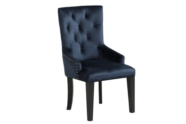 Rectangular Leg TableExtension Top (w/1 x 18-" Leaves)Wooden Top, Geometric Raised Apron, Beveled Mirrored Inlay, Tapered LegMATCHING CHAIRS: Padded Seat & Back: FabricParson Chair, Button Tufted, Nailhead Trim, Low Sloped ArmrestTapered LegMatching Serve