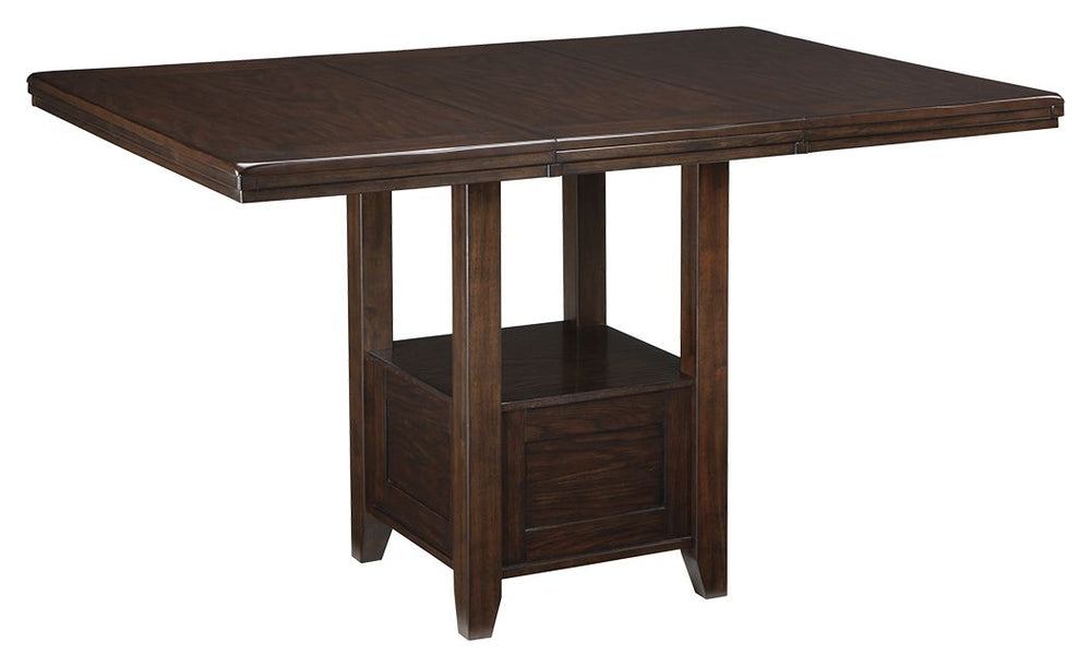Modern sophistication, beautifully served. This counter height extension table raises the bar with a simply striking design and rich, dark finish. Removable leaf stretches the possibilities. Built-in shelf stacks up as additional storage space.<br><br><b>