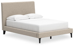 Clean-lined and contemporaryâ€”but far from starkâ€”this full upholstered bed with roll slats is a fresh style awakening. Its sleekly simple low profile and soft gray woven fabric play perfectly with the modern aesthetic and calming mood you long for in y