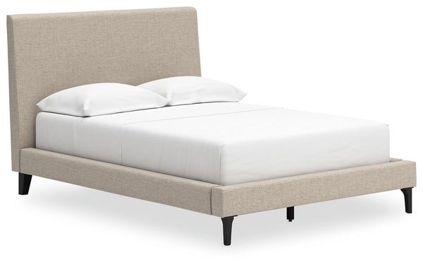 Clean-lined and contemporaryâ€”but far from starkâ€”this full upholstered bed with roll slats is a fresh style awakening. Its sleekly simple low profile and soft gray woven fabric play perfectly with the modern aesthetic and calming mood you long for in y