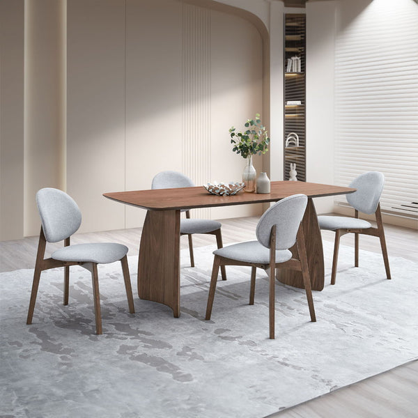 Hadasa - Side Chair (Set of 2) - Light Gray & Walnut Finish