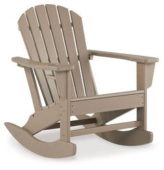 Add cottage-quaint charm to your outdoor oasis with this rocking chair in a driftwood finish. Made of MEGA-TUFFÂ® high-density polyethylene material, itâ€™s sure to weather the seasons beautifully. Designed to shed rainwater, the chairâ€™s slatted styling
