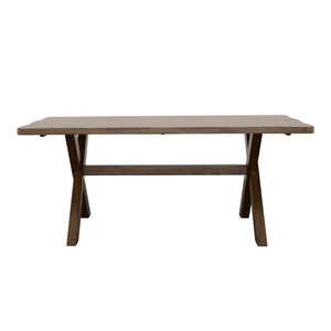 This timeless styled dining table from the Alston collection adds charm to the dining space. Constructed of solid hardwood with knots that-'s both durable and desirable. Organic wood grains give the table a bucolic ambiance. Table edge is given a worn, di