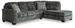 This sectional with chaise speaks to those drawn to fresh, contemporary style with richly neutral appeal. Subtle and sophisticated, the plush upholstery and dark tri-block legs are a natural complement for so many color schemes. On-trend track arms provid