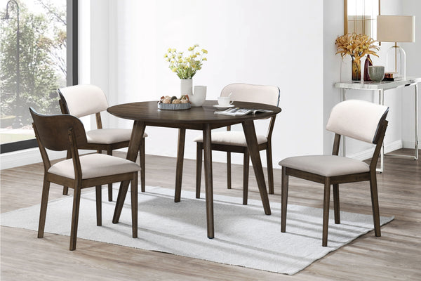 Rex - 48## Round Dining Table & 4 Open Back Chairs - Dark Brown