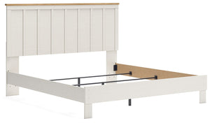 Linnocreek - White / Warm Brown - King Panel Bed