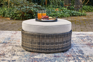  casual outdoor ottoman will raise the comfort level and visual appeal of your outdoor living space. Made of handwoven wicker in neutral tones of light and dark gray