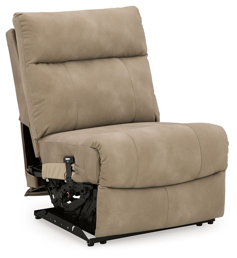 This power armless recliner is made with Next-Gen Durapella (polyester/polyurethane) upholstery. Pairs with other items in the series to make a modular sectional.<br><br><b>Additional Dimensions</b><br><ul><li>Seat depth: 23-"</li><li>Seat height: 20-"</l