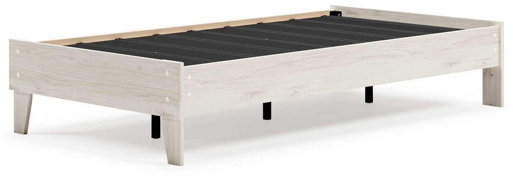 Bringing big style to small living areas, this twin platform bed is a smart, space-saving choice for those with an eye for contemporary design. Its clean-lined profile with understated refinements creates such a simple silhouette that works in so many set