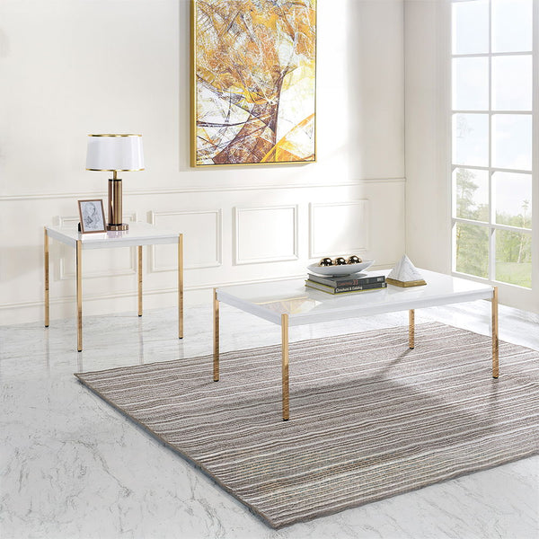 Otrac - Coffee Table - White & Gold Finish