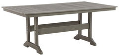 Itâ€™s the dawn of a new day for gray. Embrace the style trend with this outdoor dining table. Crafted of HDPE material that combines the exceptional durability and weather resistance you need with the â€œwood lookâ€ you love, the rectangular table takes