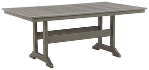 Itâ€™s the dawn of a new day for gray. Embrace the style trend with this outdoor dining table. Crafted of HDPE material that combines the exceptional durability and weather resistance you need with the â€œwood lookâ€ you love, the rectangular table takes