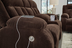 Free Wake - Chocolate - Double Relcining Power Loveseat With Console