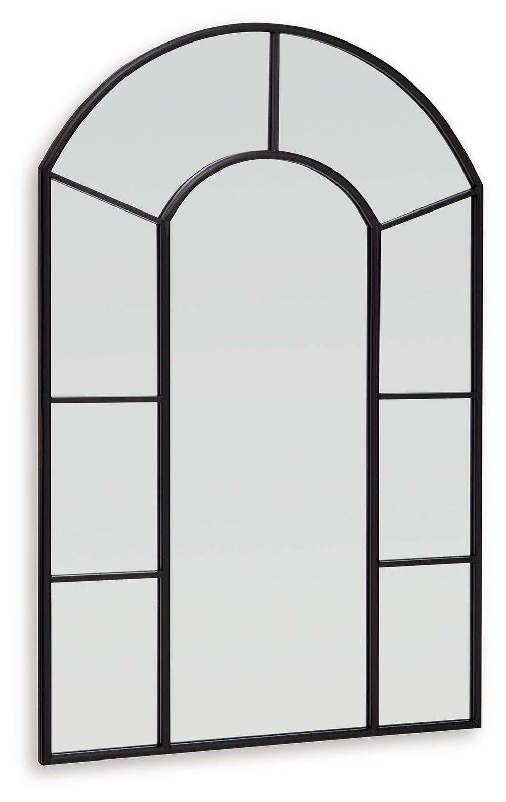 This mirror takes a classic wall accent and upgrades it with simple details. An arched design and paneled perimeter are framed with metal in a versatile black finish. Whether your room is casual or contemporary, this mirror effortlessly reflects the mood 