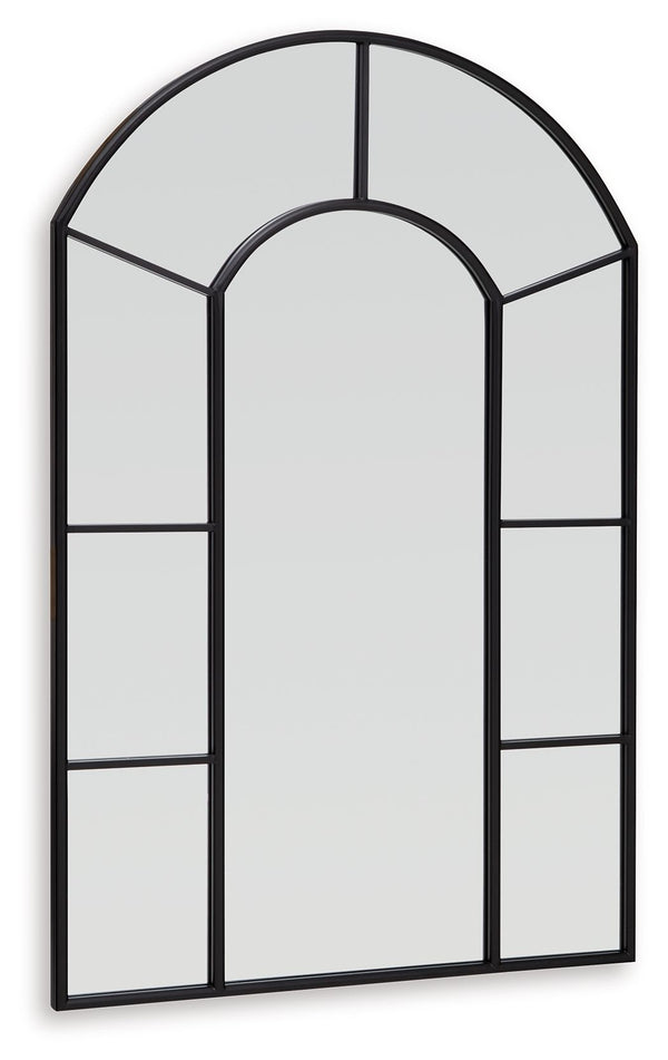 This mirror takes a classic wall accent and upgrades it with simple details. An arched design and paneled perimeter are framed with metal in a versatile black finish. Whether your room is casual or contemporary, this mirror effortlessly reflects the mood 