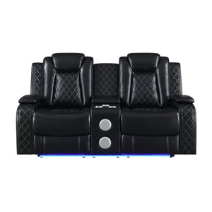  a console loveseat with dual recliners