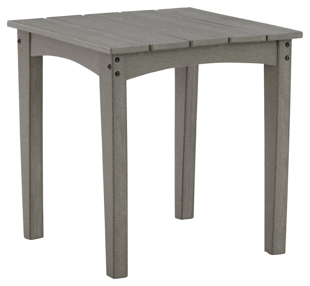 Itâ€™s the dawn of a new day for gray. Embrace the style trend with this outdoor end table. Crafted of HDPE material that combines the exceptional durability and weather resistance you need with the â€œwood lookâ€ you love, the rectangular table takes al