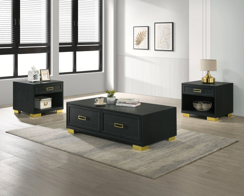 Introducing this contemporary chic cocktail cet, a sleek and modern addition to your living area. Designed with minimalist aesthetics and functionality in mind, this set pairs the understated elegance of a black matte finish with the bold statement of met