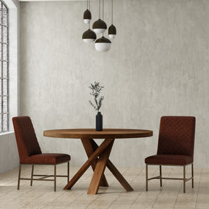 Bring a touch of global-inspired elegance to your dining room with the 60 Inch Round Dining Table. This handcrafted table is made from solid mango, giving it a unique aesthetic with natural variations of color, wood grain, and knots. The round table is pa