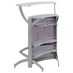 Dallas - 2-Shelf Curved Freestanding Home Bar Cabinet - Silver
