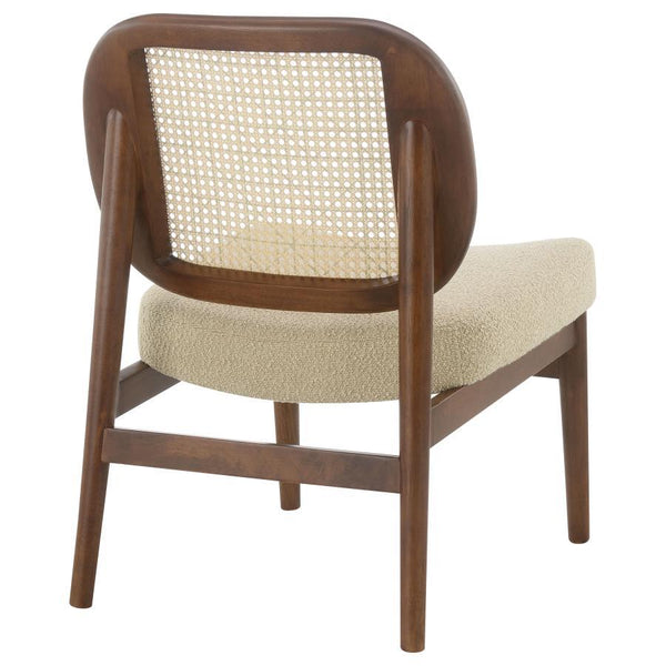 Rayo - Rattan Cane Back Accent Chair With Padded Seat - Camel