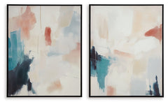 If you agree art should be open to interpretation, then let this wall art set express itself. We love how the quiet shades of blue, pink, white and cream softly speak volumes from the canvas. Hand-painted embellishment adds dimension that makes it all the