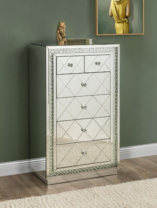  this brilliant cabinet showcases a distinctive style for an intriguing look. The table features six storage drawers with safety stop and