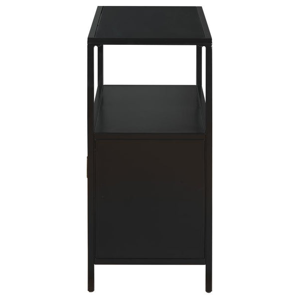 Amherst - 2-Door Radio Weave Cane Metal Accent Cabinet - Black