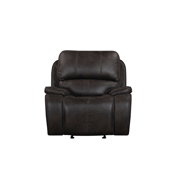  this recliner offers the rich appearance of real leather at a fraction of the cost. Tailored to perfection with pillowed arms and doubl