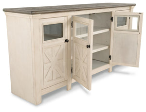  youâ€™ll find this extra large TV stand perfectly in tune. Its two-tone