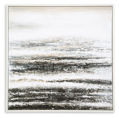 Dive deeper into your modern aesthetic with this wall art. Abstract strokes of white, gray and navy convey the feeling of the sea in a storm. Creating a look that marries minimalism and bold style, this piece is a dynamic addition to your decor.<br/><br/>