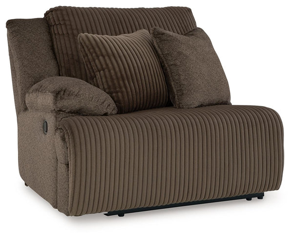 This left-arm facing recliner is made with polyester upholstery. Pairs with other items in the series to make a sectional.<br><br><b>Additional Dimensions</b><br><ul><li>Arm height: 26-"</li><li>Seat depth: 23-"</li><li>Seat height: 20-"</li><li>Fully rec