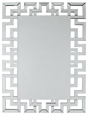 Wowing with a linear Greek key frame, this wall mirror is a beautiful reflection of your style. Whether hung vertically or horizontally, this alluring mirror is on the cutting edge of cool.<br><br><b>Additional Dimensions</b><br><ul><li>Inner mirror: 0-"<