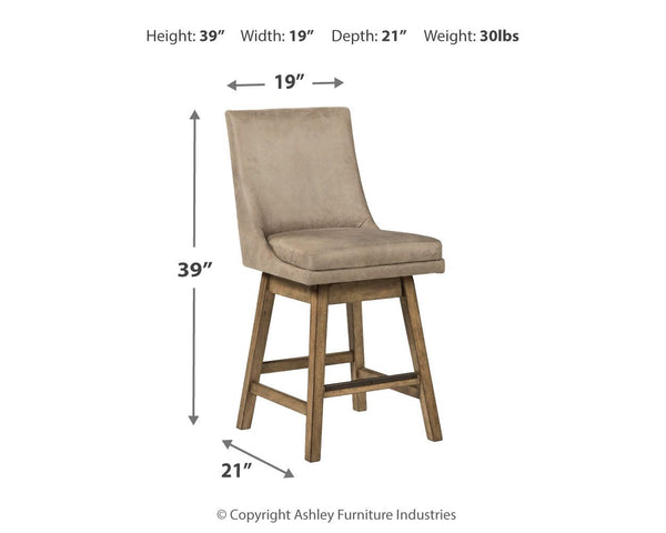 Tallenger - Dark Brown - UPH Swivel Barstool (Set of 2)