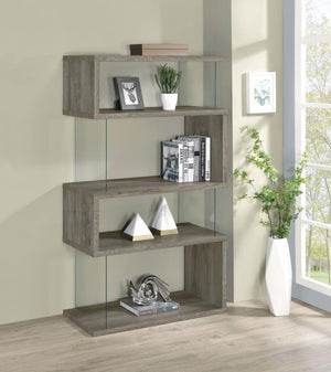  supported by clear glass side panels that lend a modern flair to this furniture piece. Per