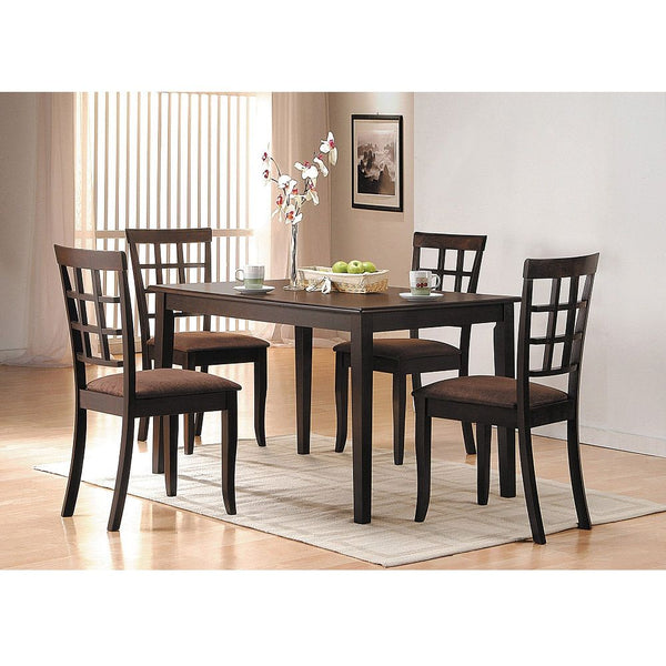  or even industrial seating options. Its espresso finish enhances the versatility by working with any wall color and interior design. This dining table is built of selected wood and veneers to