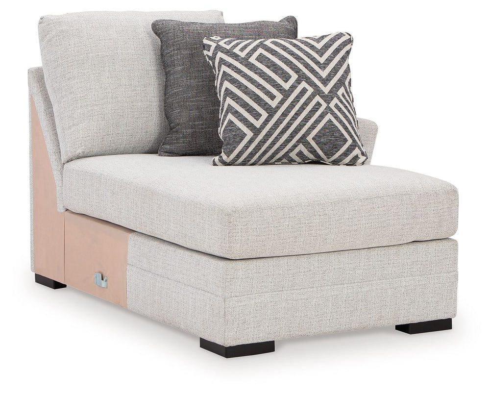 This right-arm facing corner chaise is made with Next-Gen Nuvellaâ„¢ (solution-dyed polyester) high-performance fabric. Pairs with other items in the series to make a sectional.<br><br><b>Additional Dimensions</b><br><ul><li>Arm height: 27-"</li><li>Seat 