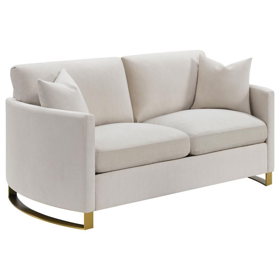 Opulent materials provide optimal comfort in this lush loveseat. It-'s crafted with kiln-dried solid pine wood, velvet, and foam and features accent pillows for added style and comfort. Reversible cushioned feather blend seat backs offer soothing comfort 