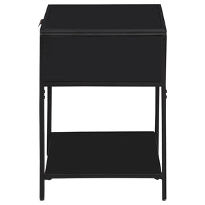 Amherst - 1-Drawer Radio Weave Rattan Metal Side Table - Black