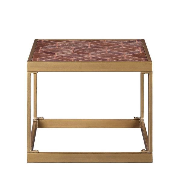 The Genevieve End Table will add a contemporary touch to any room in your home. This brilliant rectangular occasional table showcases a distinctive style for an intriguing look. The beautiful cocktail table features a unique retro brown top grain leather 