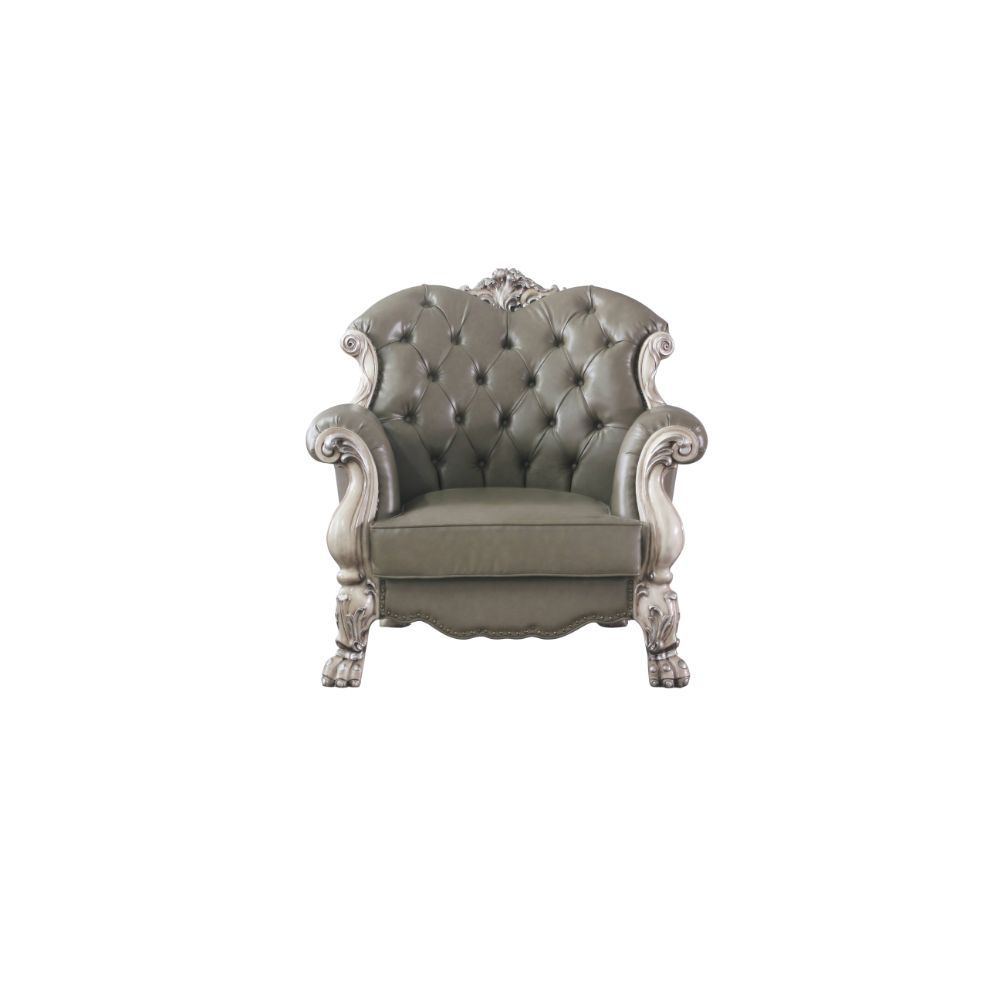 Dresden - Chair w/1 Pillow - Vintage Bone White & PU - 46-"<br/><br/><b>Product Features</b><ul><li>Case: 1Pc/1Ctn</li><li>Finish: Vintage Bone White & PU</li><li>Style: Traditional</li><li>Materials: Upholstery, Poly-Resin</li></ul><br/>